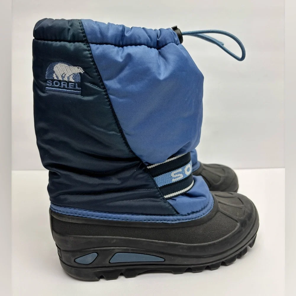 Sorel Blue and Black Kids' Winter Boots with Adjustable Strap, SZ 4
